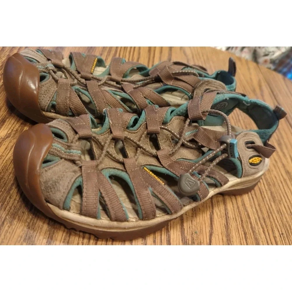 Men's Keen Newport H2 Waterproof Taupe & Blue Sandals Size 8.5